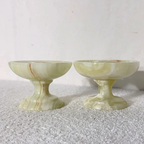 Vintage Yellow Onyx Candlestick Holders X2 - Picture 4 of 16